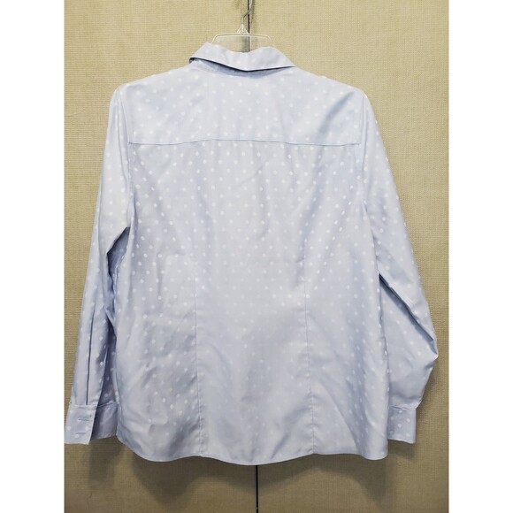 Chico's No-Iron Cotton Jacquard Polka Dot Long Sleeve Button-Up Shirt Size 1 MED - Picture 4 of 4